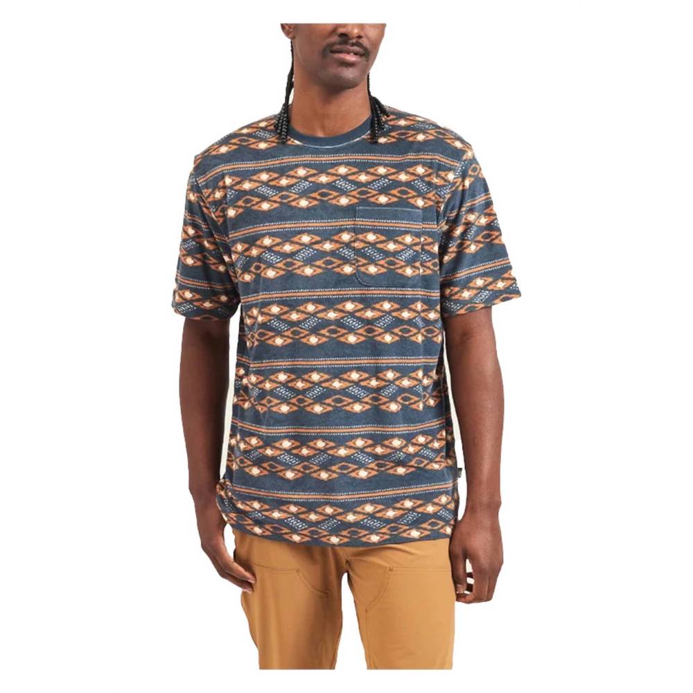 Howler Brothers Geometric Blue and Tan Short Sleeve Tee